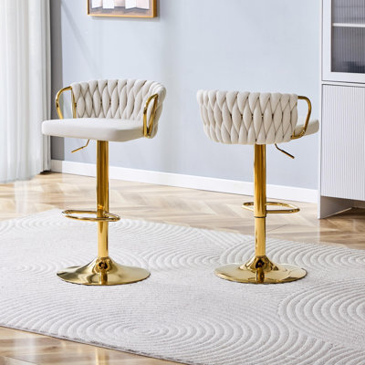 Ensemble de 2 tabourets de bar pivotants rembourrés et réglables pour un îlot de cuisine ou un bar, Modern Luxury