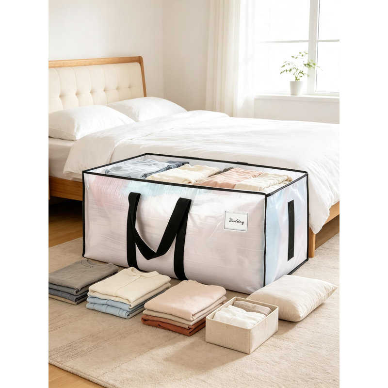 Sacs de transport robustes avec poignées enveloppantes renforcées, bacs de rangement résistants à l'eau, alternative réutilisable durable aux boîtes de déménagement, conception semi-transparente pour une visibilité facile, paquet de 8