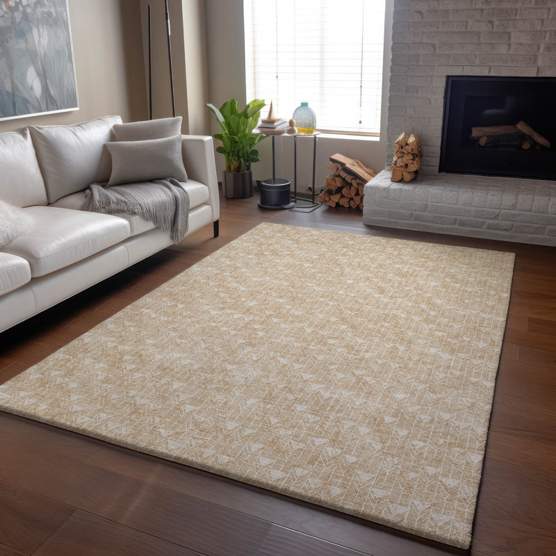 Premium Machine Washable Cerrito AMF514 Beige Rug, Rectangle 10' x 14'