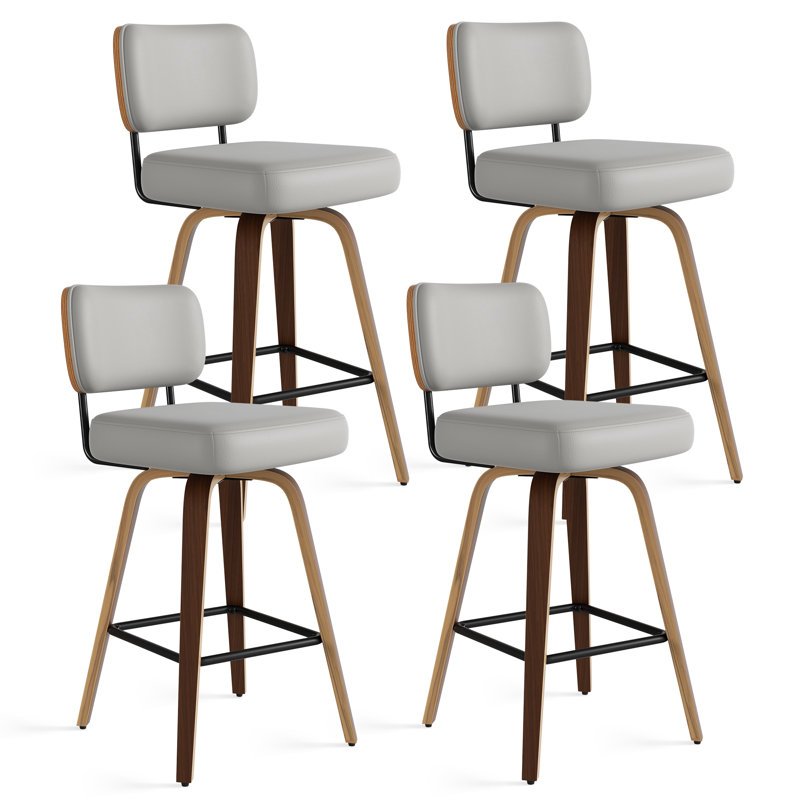 Tabouret pivotant rembourré à hauteur de bar, 4, Gris clair