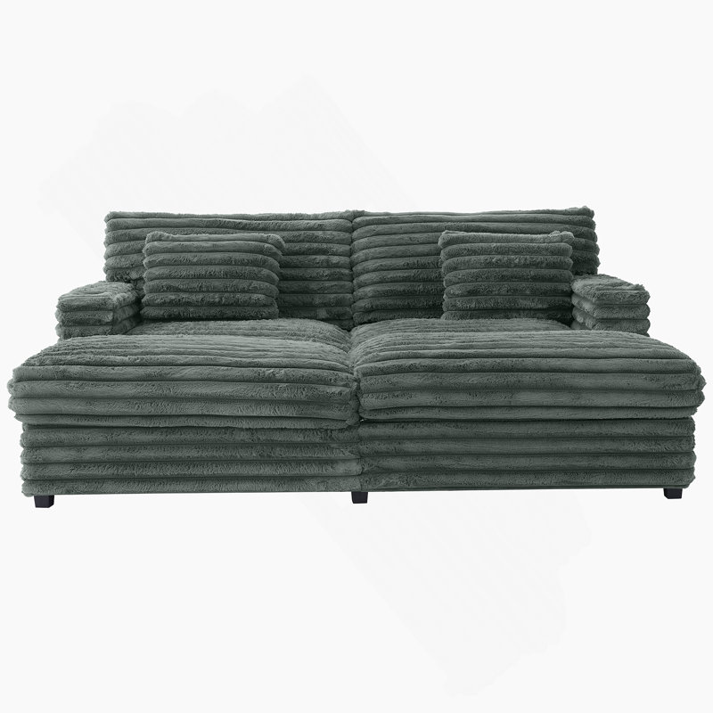 Canapé-lit double surdimensionné avec coussins de soutien, ports USB et porte-gobelets, idéal pour une détente luxueuse dans les espaces de vie
