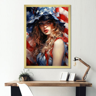 American Spirit Woman Us Flag II - Flag USA Wall Art