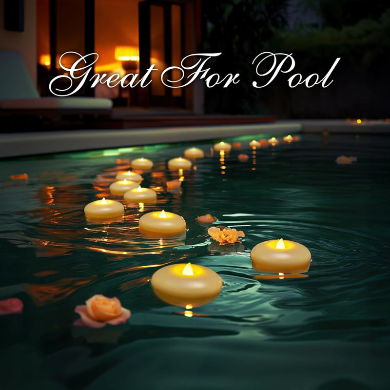 3" H Waterproof Flickering Floating Tealight, 24, Ivory