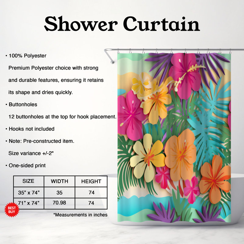 Shoal - Rideau de douche Premium, H 74 po x l 71 po