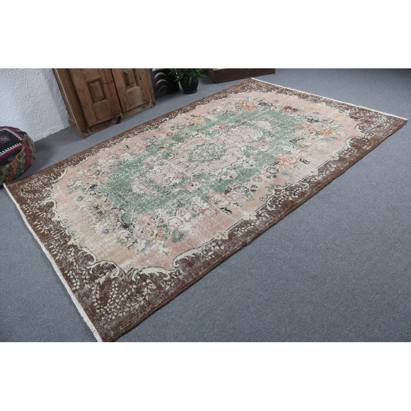 Grand tapis Oushak turc rétro de style bohème rustique - idéal pour les espaces de vie élégants