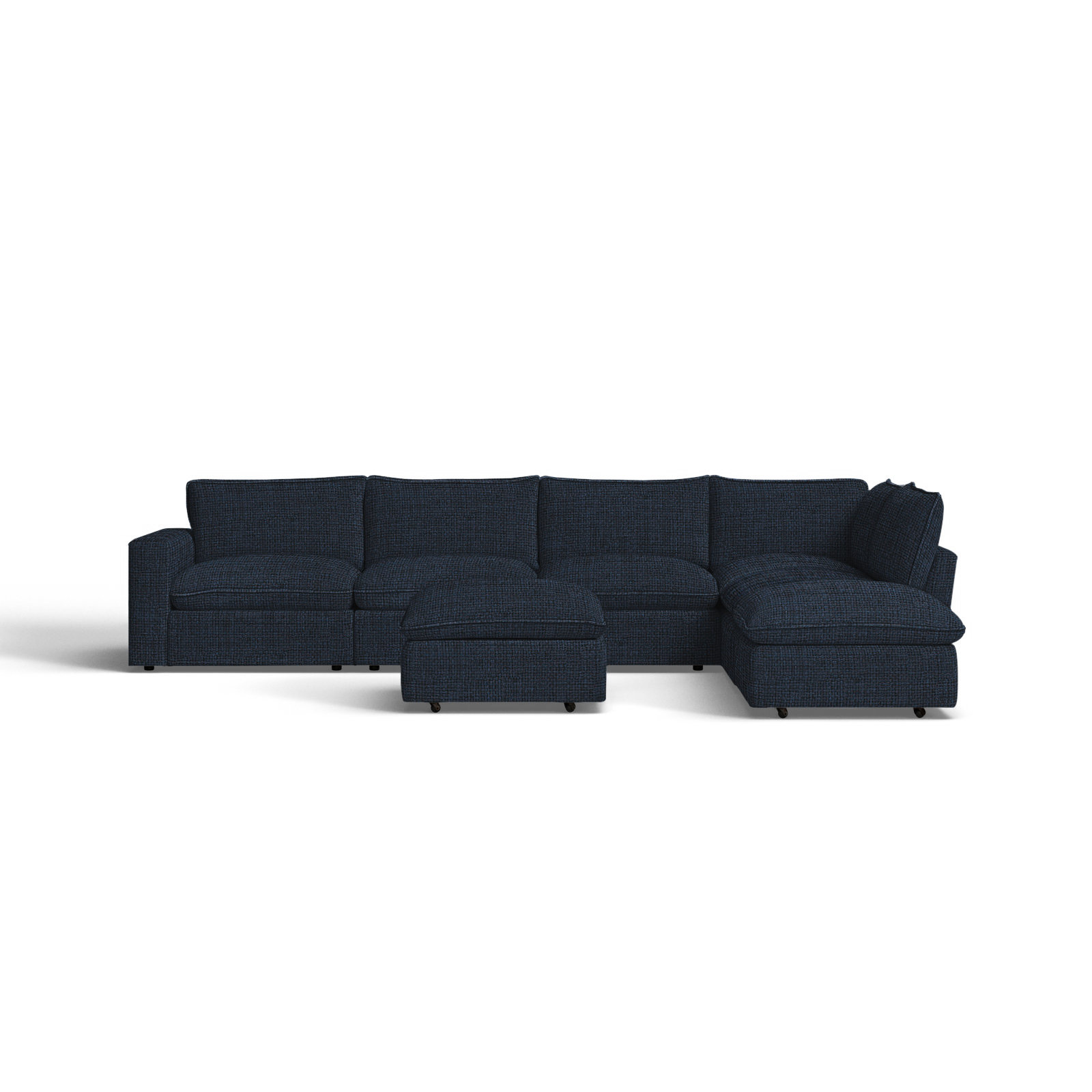 Zisa Modular Upholstered L-Sectional, Macarena Dark Blue Performance