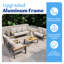 Ensemble de conversation de patio moderne en aluminium avec coussins amovibles faciles à nettoyer-1907389587