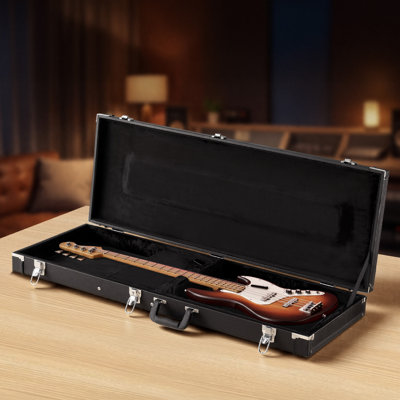 Étui rigide pour guitare électrique, 41,3 po, étui de protection rectangulaire en bois à coque rigide, avec loquet de verrouillage, rembourrage, compartiment à accessoires, clé, pour guitare électrique 39 po Tele / ST, noir