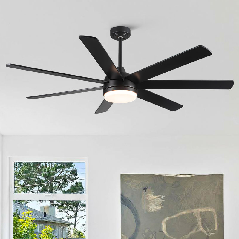 Ventilateur de plafond 72 po avec pales en contreplaqué pour salle à manger, 72", Noir avec pales noir mat