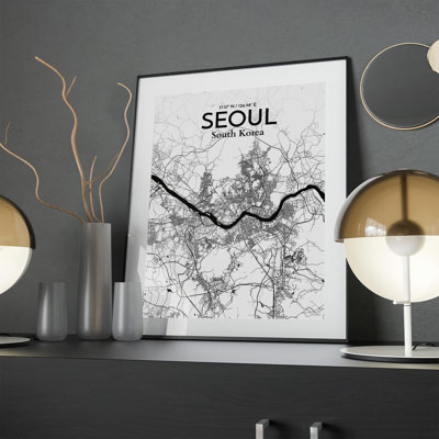 Seoul City Map In Ink - No Frame Print