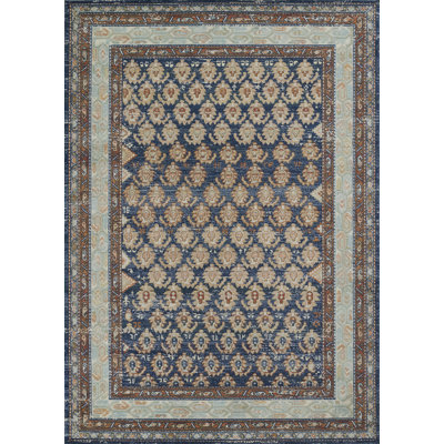 Jebril Oriental Navy/ Beige Area Rug