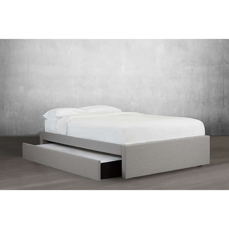 Lit plateforme avec rangement rembourré Halewood, Simple, Gris