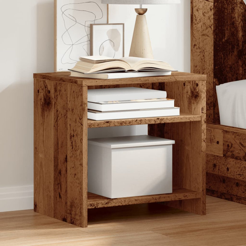 Reston 40cm W Manufactured Wood Bedside Table, Old Wood, Individual