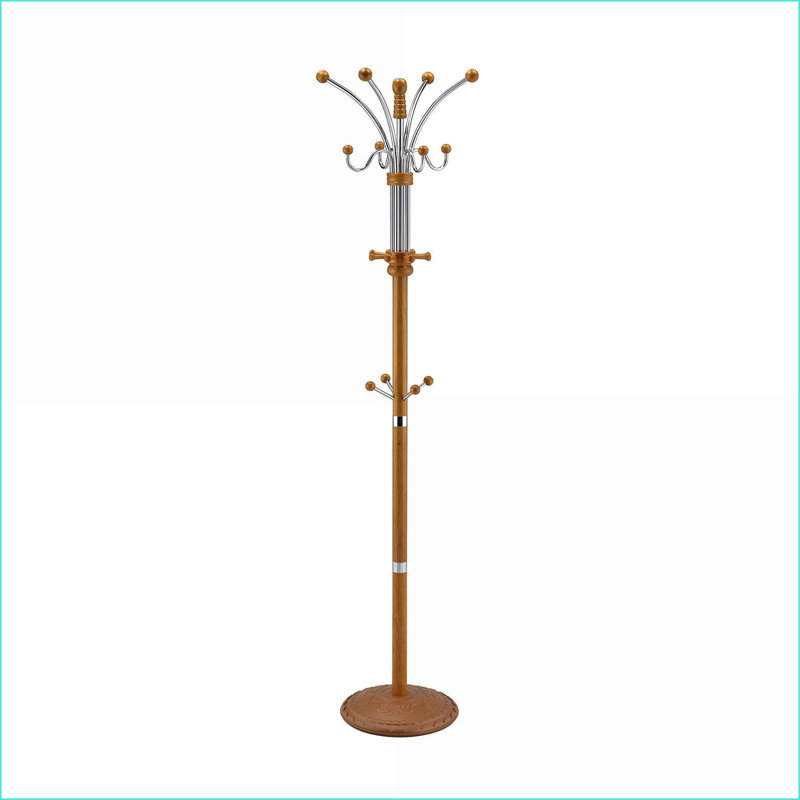 Portemanteaux, chrome moderne de 73 po de hauteur Bois composite, finition chêne | Chêne | Bois