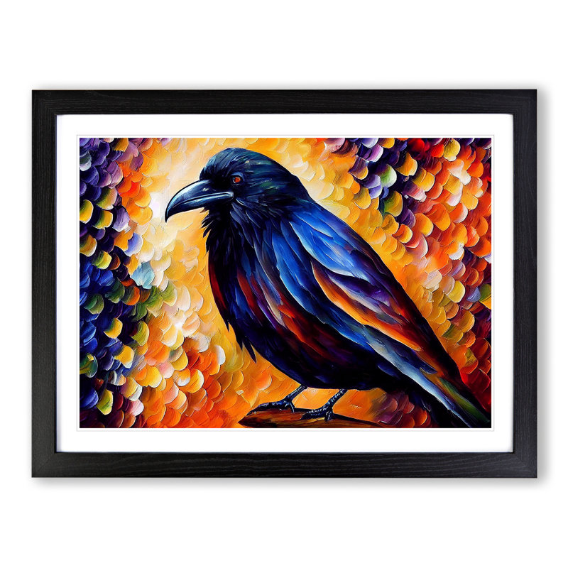 Raven Bird Vol.5 Abstract - Single Picture Frame Print, Black, 34cm H x 46cm W x 2cm D