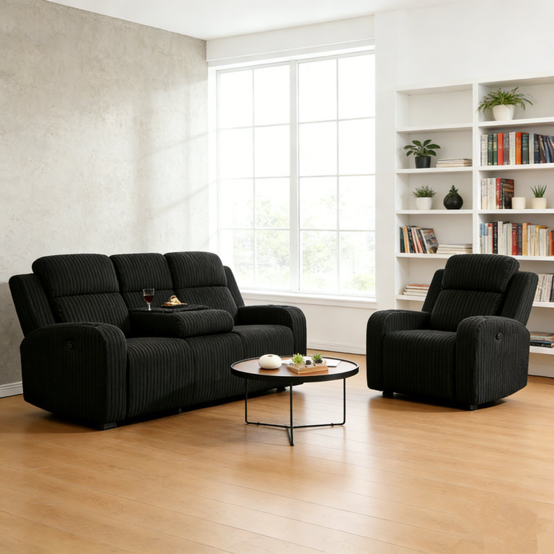 Fauteuils inclinables luxueux en velours côtelé de style moderne avec chargement USB et sans fil pour le divertissement dans le salon