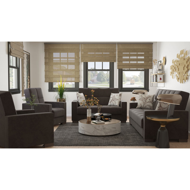 Causeuse convertible avec rangement en microfibre Collection, Brun