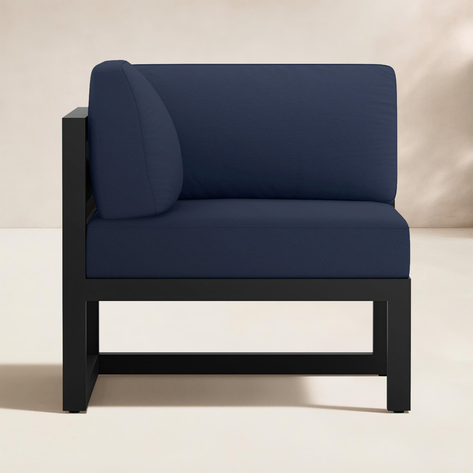 Smith Powder Coated Aluminum Outdoor Lounge Chair , Sunbrella® Cushions Included, Spectrum Indigo, Black