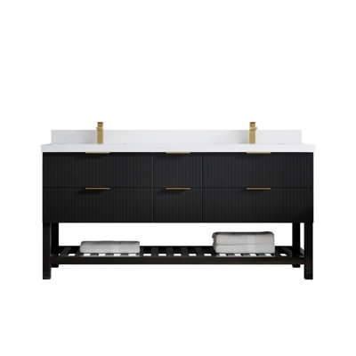 Homestown 72 " W Freestanding Standard Free Standing 2 Double Vanity Bathroom Vanity With Quartz Top