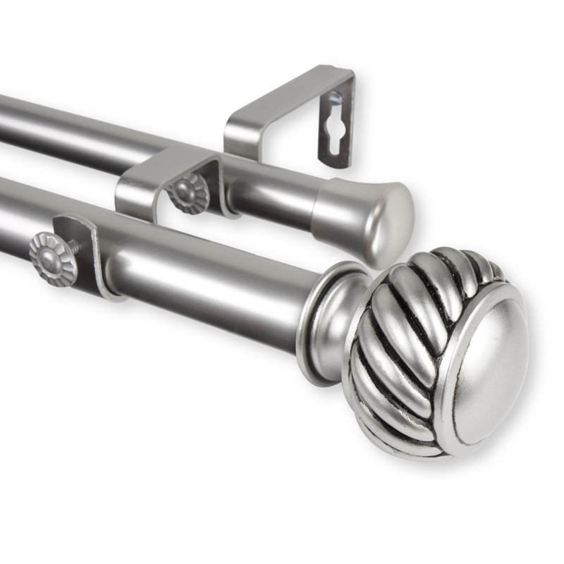 Tringle à rideaux double réglable 1 po Burgue, 28 po-48 po, Nickel satiné