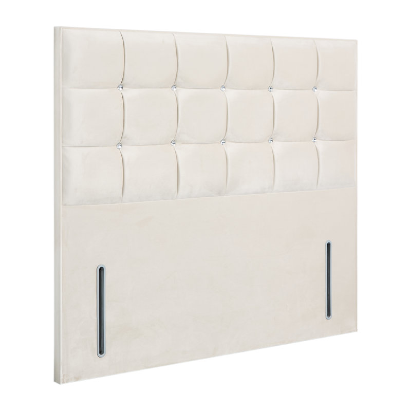 Glamour Upholstered Headboard, Double (4'6'), Plush Cream, Velvet