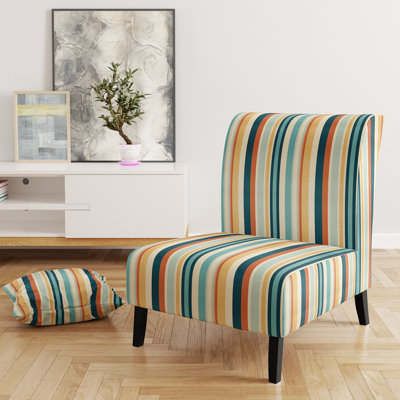 Nomadic Blend Striped Motif - Fauteuil de chambre rembourré moderne, fauteuil d'appoint à motif rayé