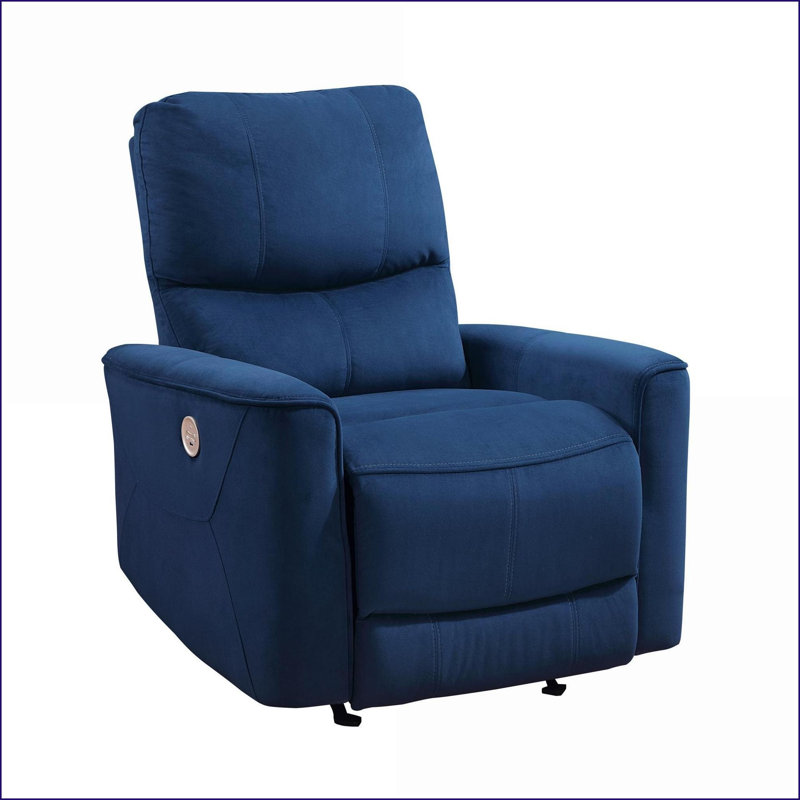 Fauteuil inclinable inclinable électrique moderne en bois massif bleu marine | Bleu marine | Bois massif
