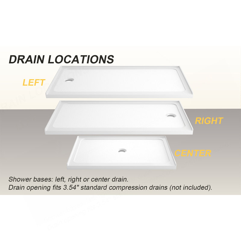 32" X 60" Shower Base Shower Pan White Left Drain