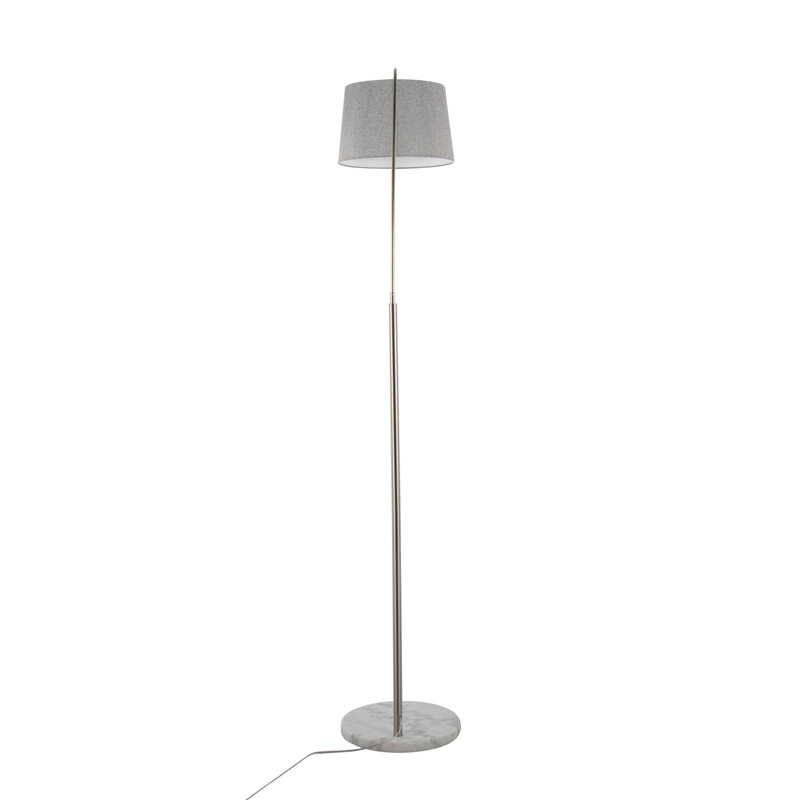March Contemporary Floor Lamp, Nickel, Gray