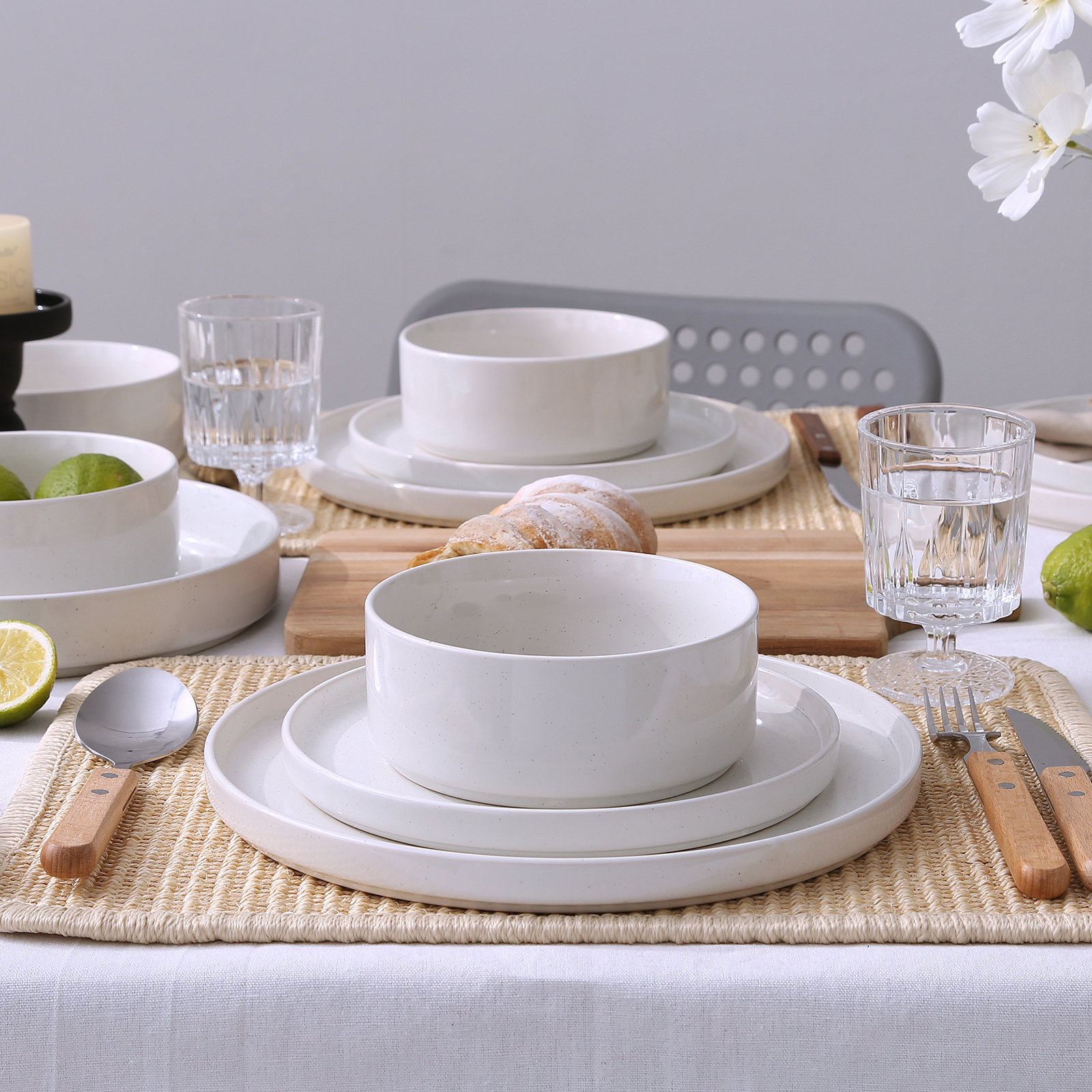 Stoneware Dinnerware Set, White