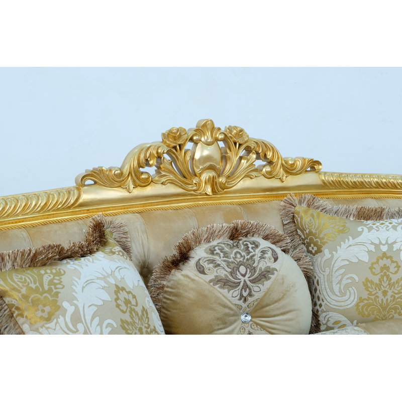 Sofa, Gold, 44.5" H x 105" W x 37.5" D