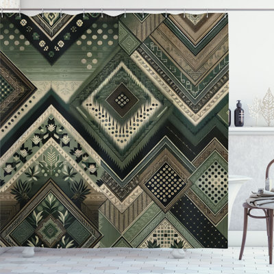 Gulfara Geometric Shower Curtain with Hooks Included