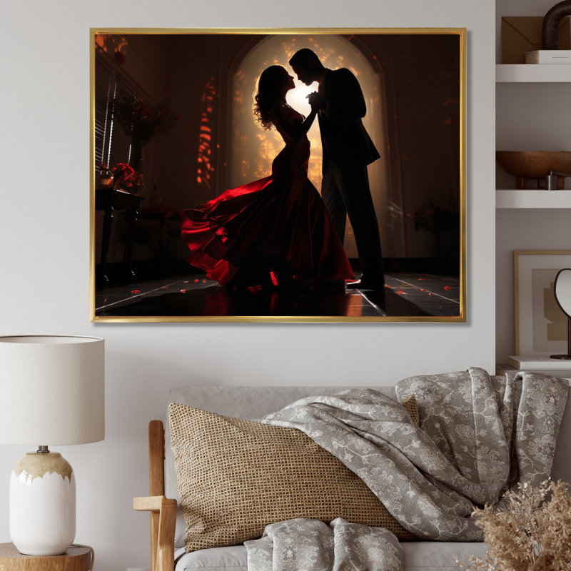 «Wedding Couple Cherished Moments», reproduction d'art sur toile, 12" H x 20" W, Cadre flottant doré