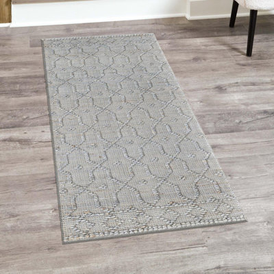 Tapis gris en jute / sisal tissé à la main