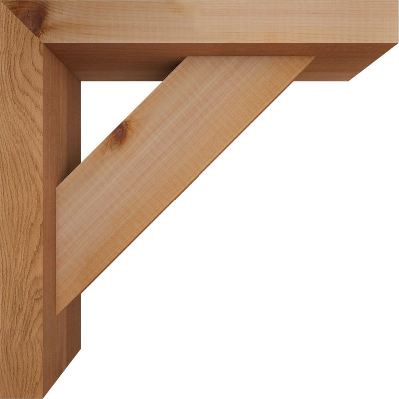 Traditional Block Bracket with Offset Brace, 14 x 14, 3 1/2"W Western Red Cedar (Smooth)