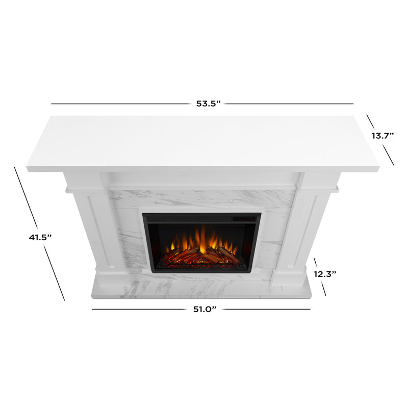 Kipling 54" Electric Fireplace by Real Flame, White Marble