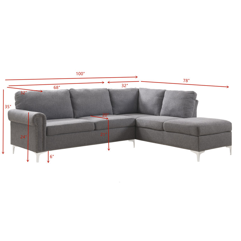 Upholstered U-Shaped Sectional Right Hand Facing