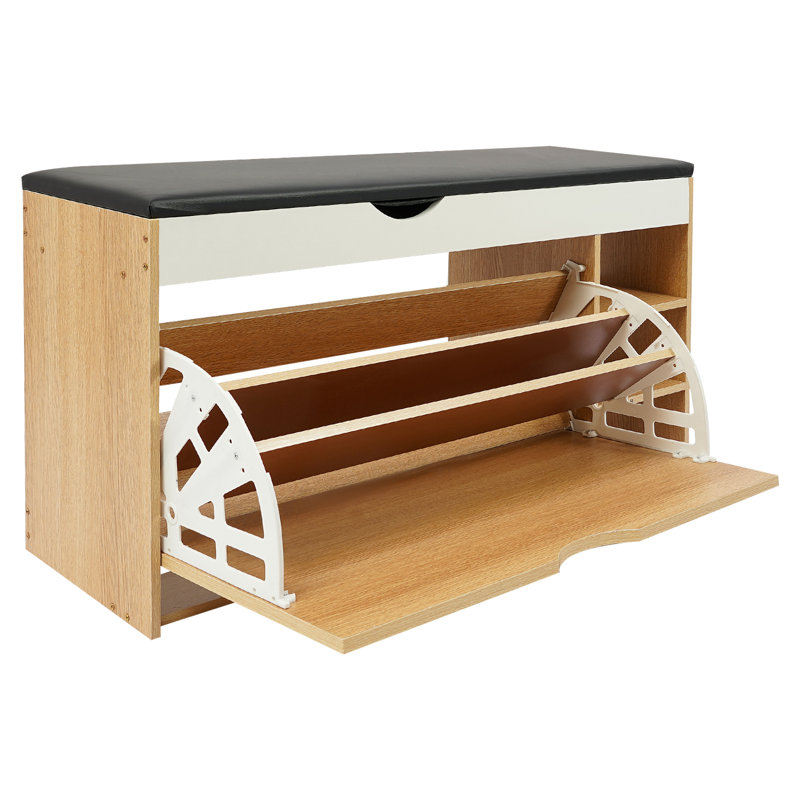 Banc de rangement pour chaussures 39,3 x 11,8 x 20 po avec siège, Tanné