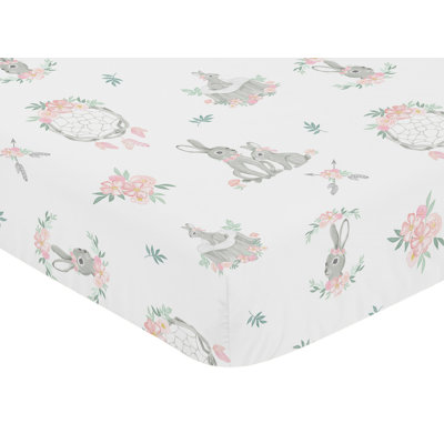 Drap-housse pour lit de bébé à fleurs de lapin
