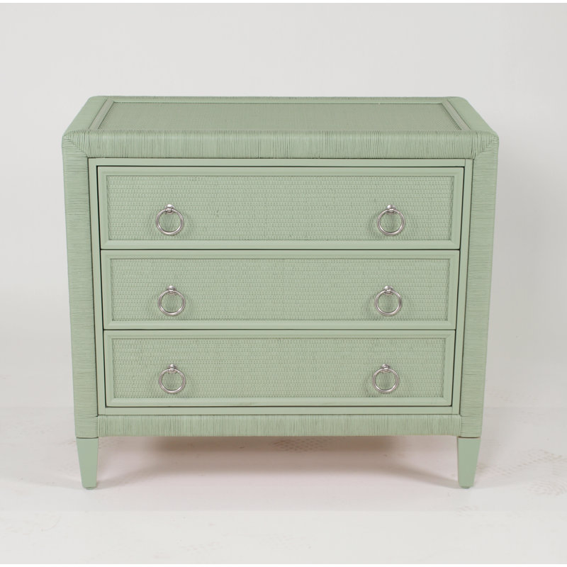 Commode 3 tiroirs Warwick, Nickel satiné, Céleri