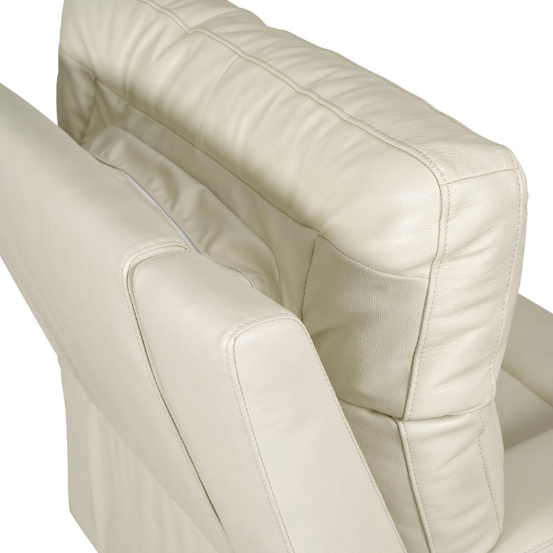 Canapé inclinable en cuir Liudgardas, Cuir véritable crème