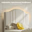 Structure de lit simple tapissier en mélange de lin beige avec lumière DEL et tête de lit réglable en hauteur, sans sommier tapissier-1220794988-1220794978