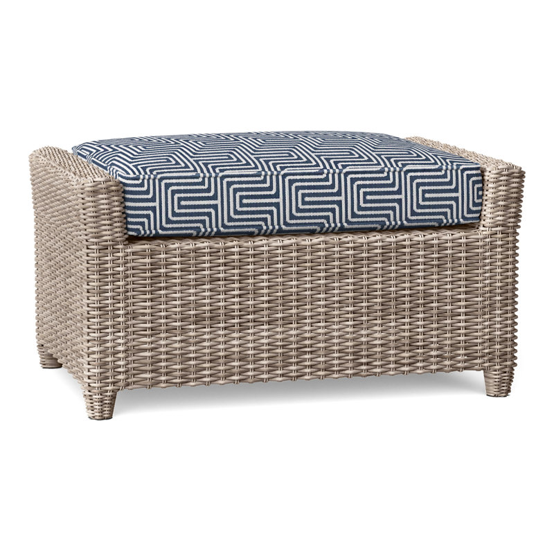 Sag Harbor Outdoor Ottoman, Oyster, Smoke