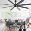 Ventilateur de plafond 72 po à 8 pales de 72 po avec lumières et télécommande, ventilateur de moteur à courant continu réversible moderne à 6 vitesses avec pour salon