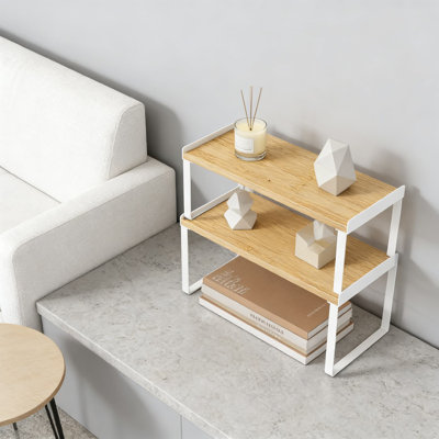 Ensemble de tablettes de rangement empilables, support de rangement en bambou extensible pour garde-manger, comptoir, armoire et bureau, organisateur de tablettes pour économiser de l'espace
