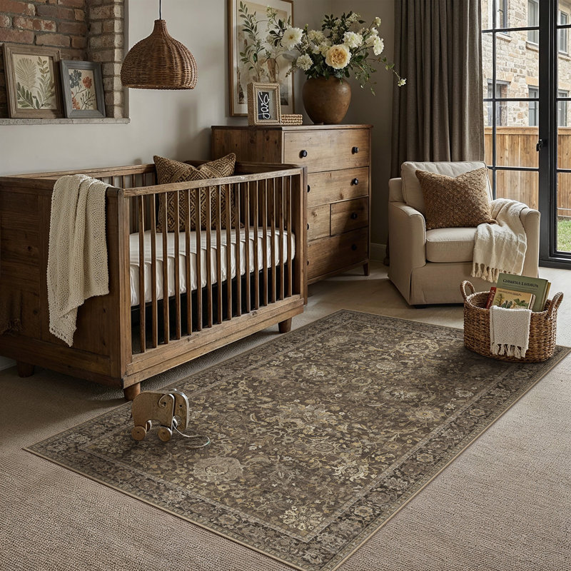 Tapis beige / brun / bleu Aurelia, Brown, Rectangle 3'x 5'