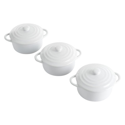 Ensemble de petites casseroles ovales en grès avec couvercle Martha Stewart
