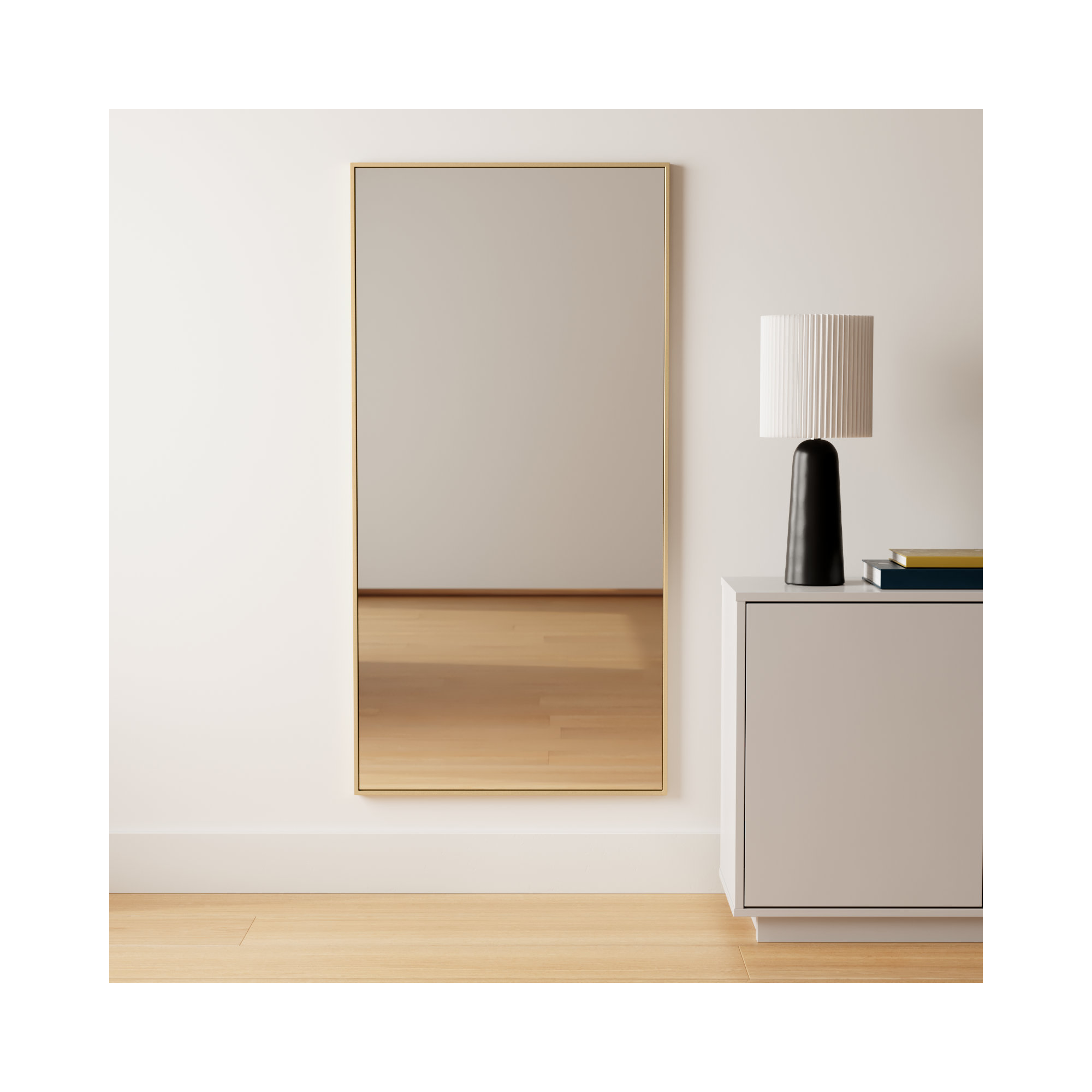 Sabine Metal Rectangle Wall Mirror, 60" x 30", Brass