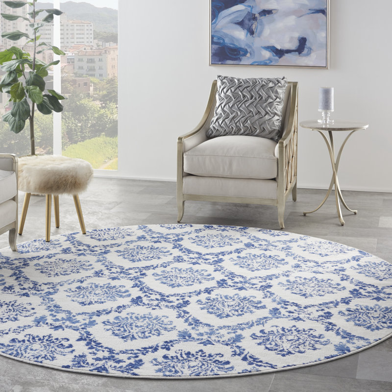 Goda Floral Indoor Rug, Round 8'