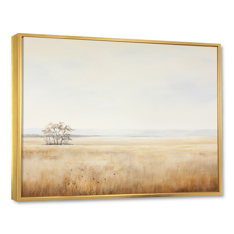 «Prayies Endless Meadows Scenery Minimalisme», reproduction sur toile, Cadre flottant doré, H 12 po x l 20 po